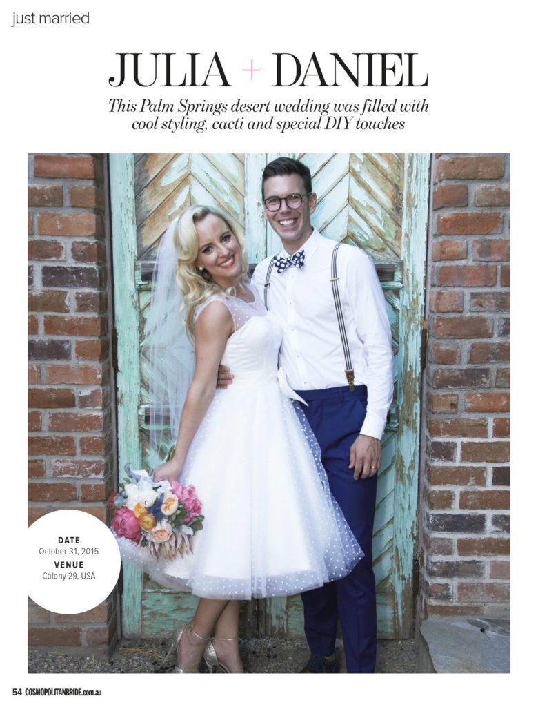 Cosmopolitan Bride, Australia featured our makeup and hair for a bride a few years ago, for her Palm Springs wedding.