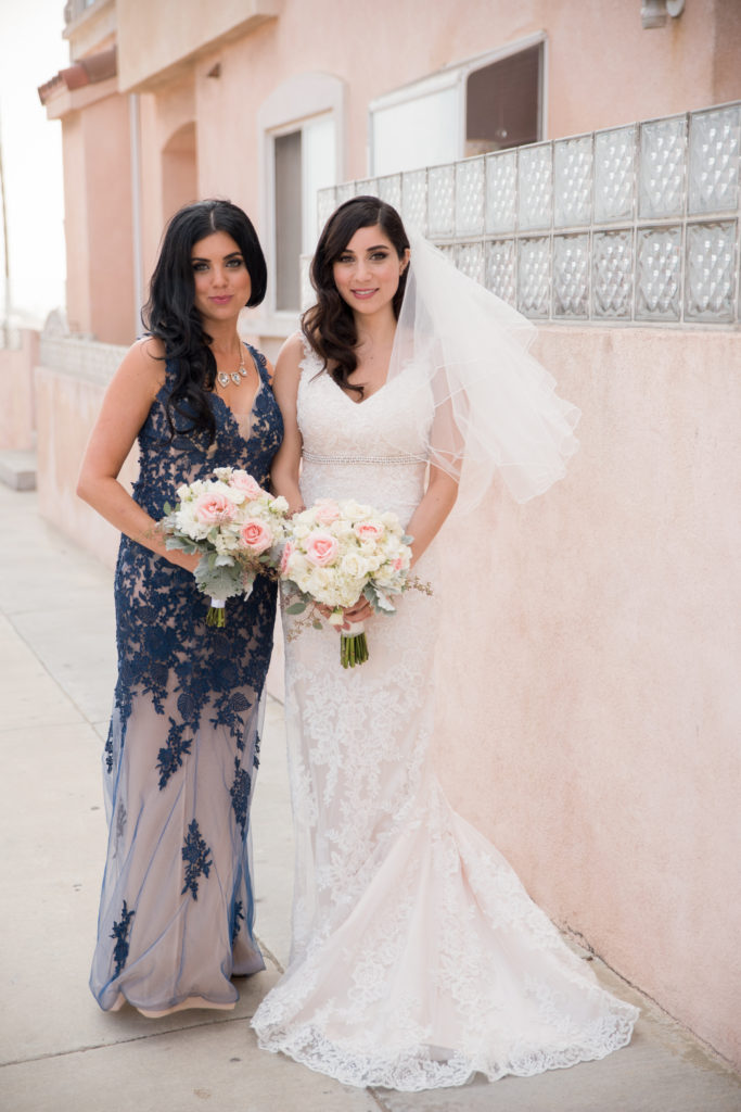 bridal makeup and hair in los angeles and orange county, bride with maid of honor