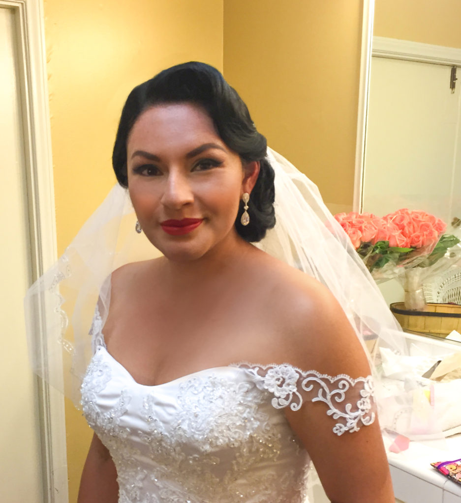 retro inspired hair and makeup for a bride