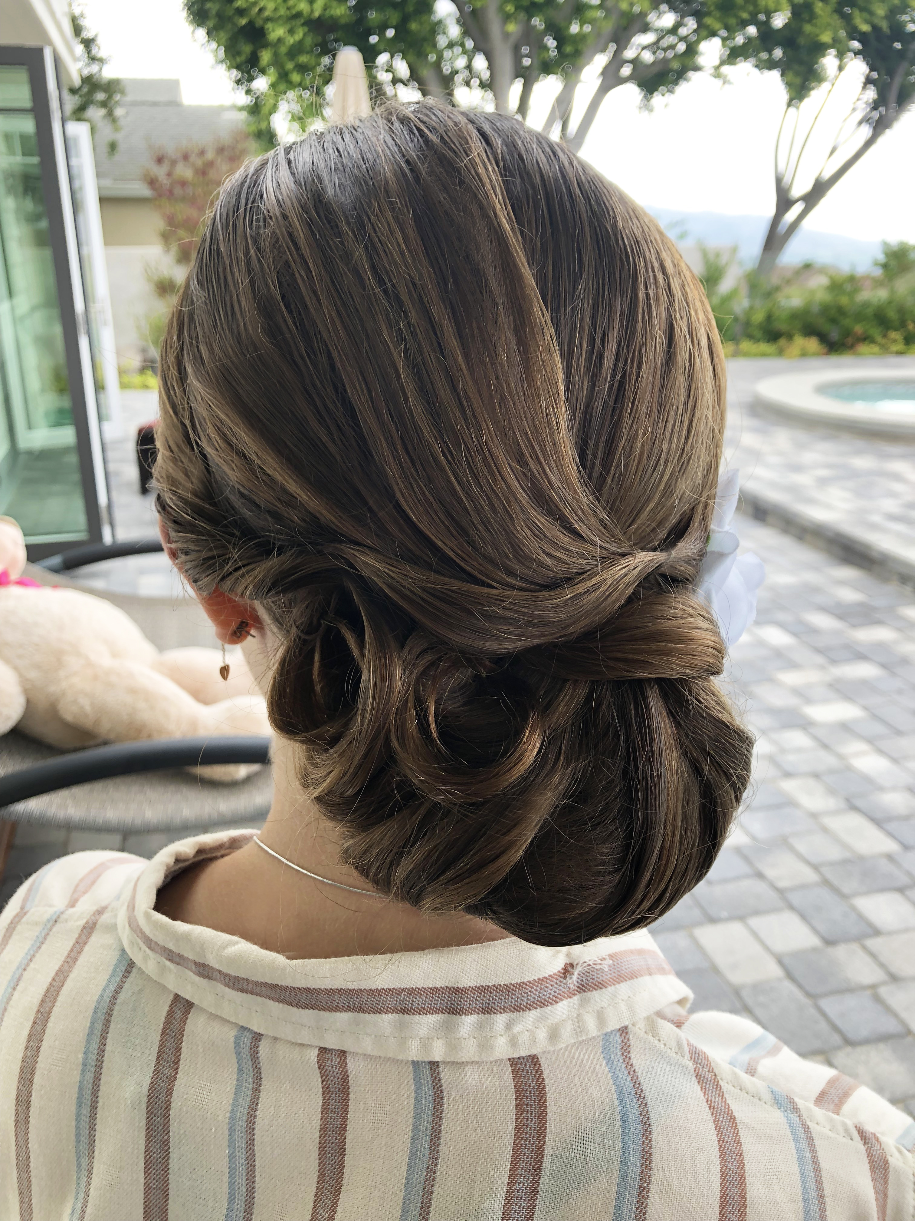 southern california wedding makeup artist does updo hairstyle