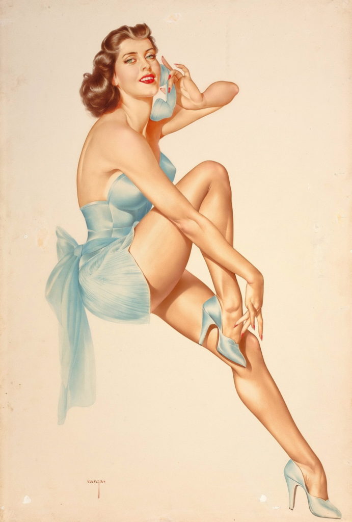Vintage pinup girl illustration by Alberto Vargas