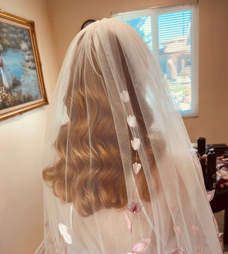 Retro bridal hair waves for brides in Southern California