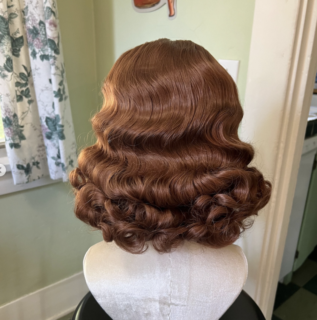 Auburn 1930s inspired wig with waves 
