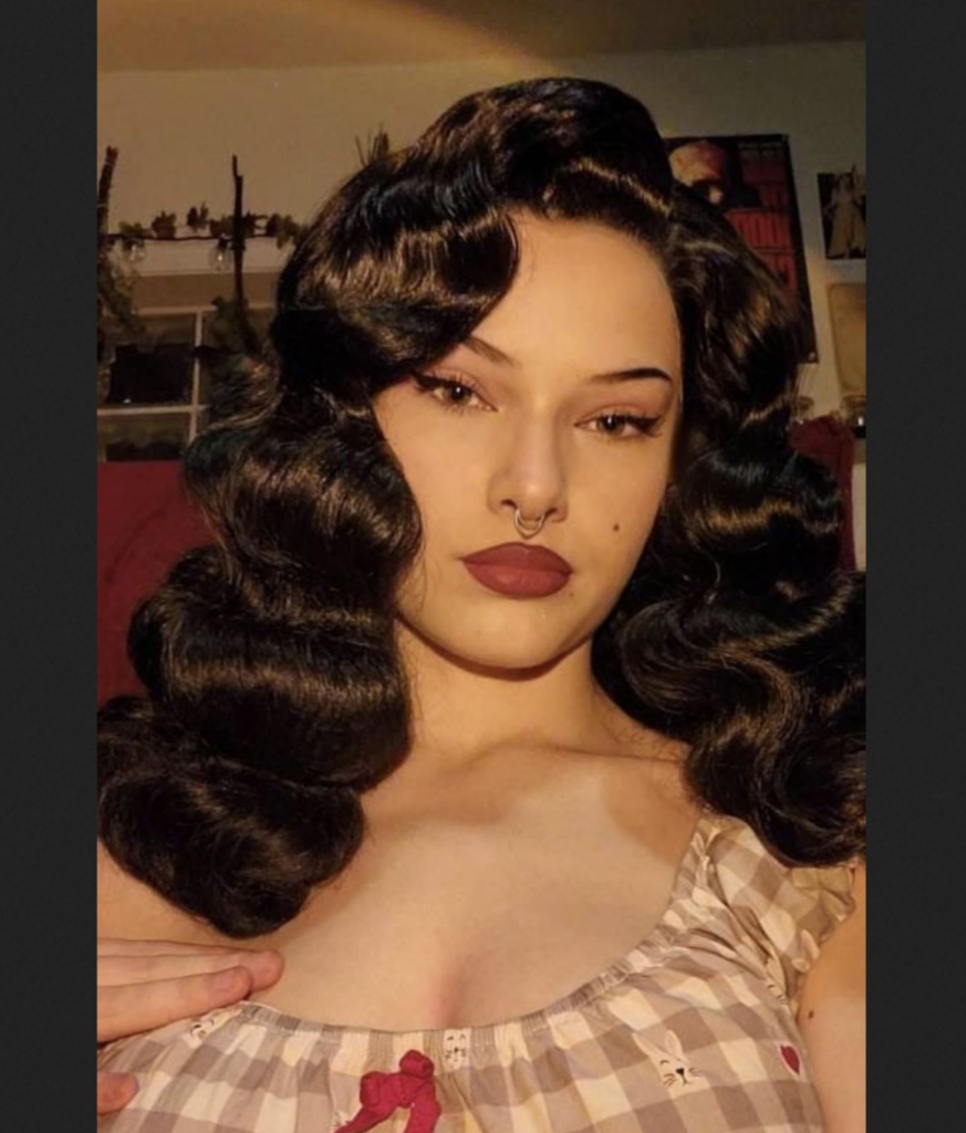 Pinup wig black Hollywood waves in Los Angeles 