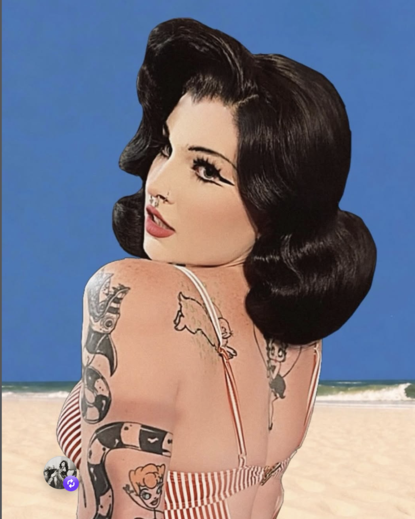 Dita Von Teese inspired hairstyle in a black pinup wig